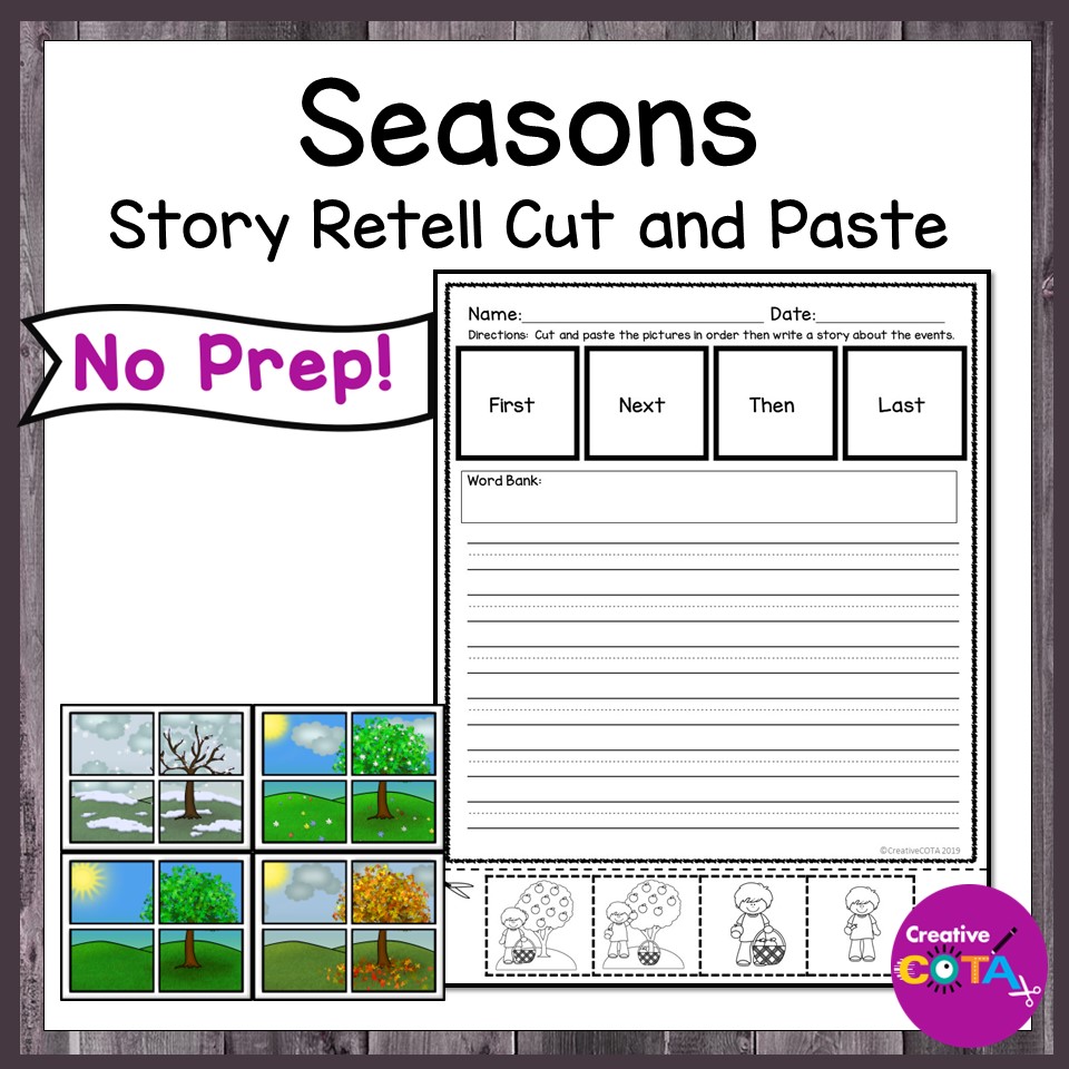 Story Sequence Writing Worksheets Cut And Paste Seasons