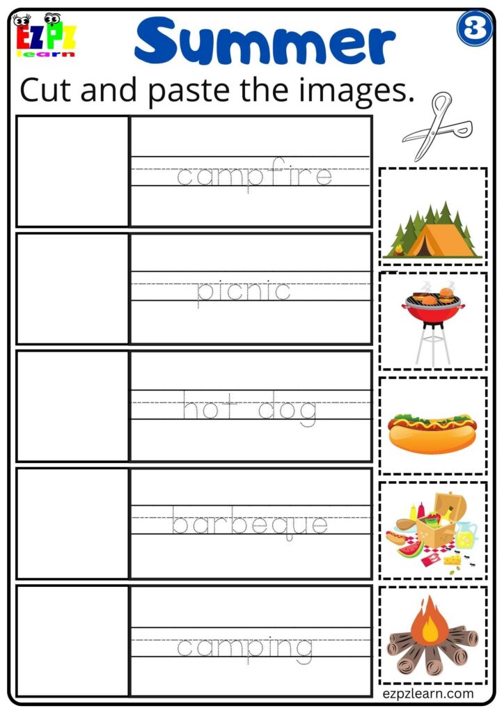 Summer And Beach Cut And Paste Activity For Kids Set 3 Worksheets Summer And Beach Cut And Paste Activity For Kids Set 3 Worksheets