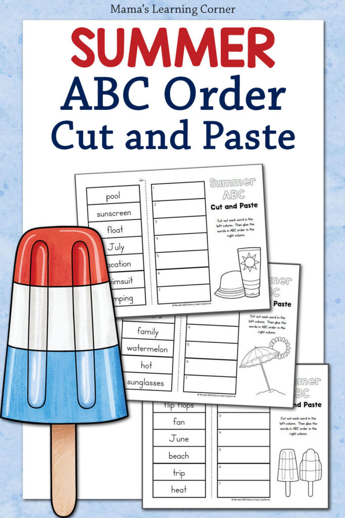 Summer Cut And Paste Abc Order Worksheets