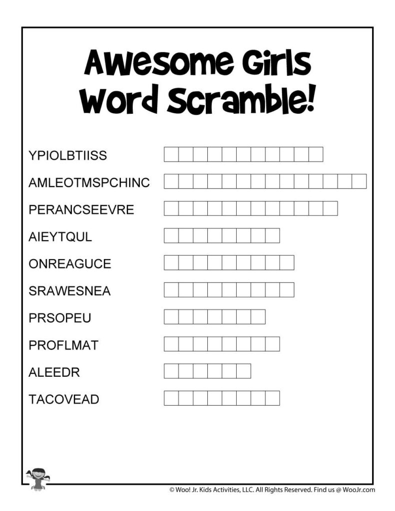 The Book Of Awesome Girls Printable Activities