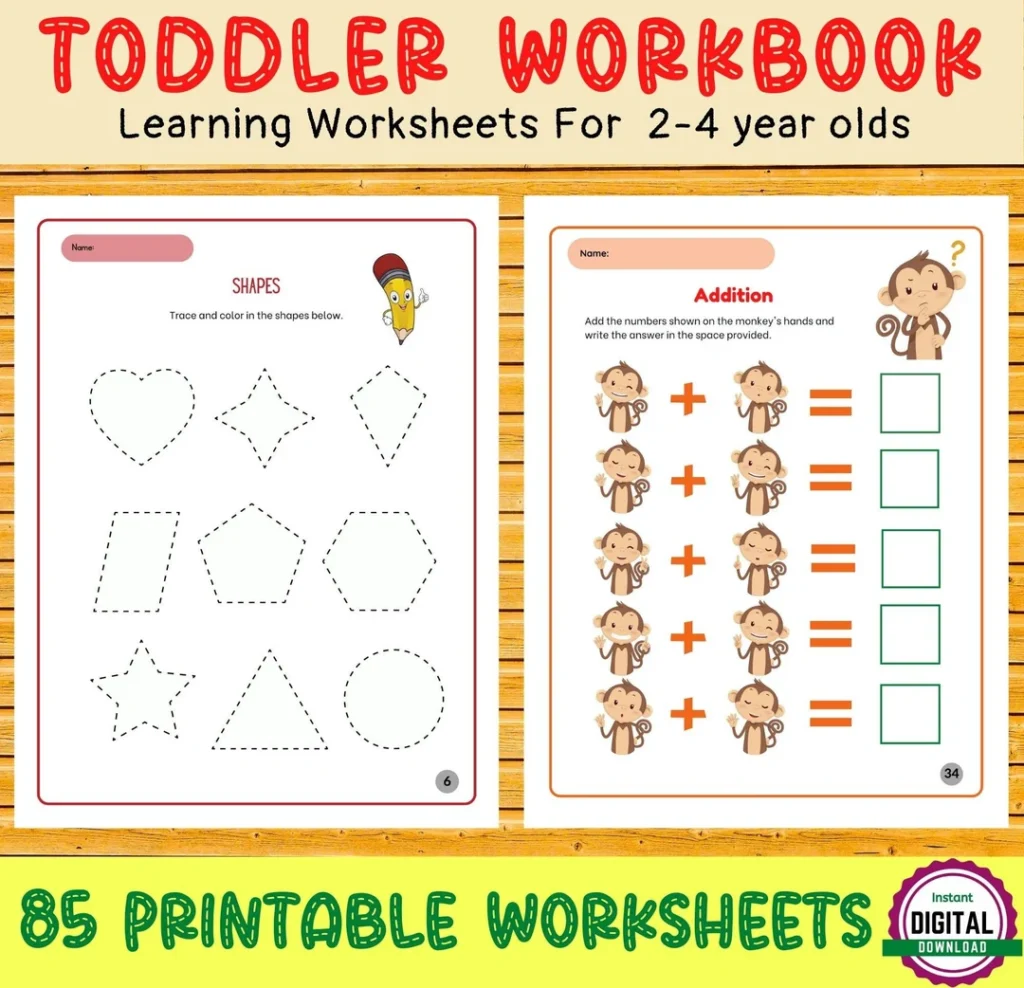 Toddler Workbook 85 Printable Worksheets Toddler Workbook 85 Printable Worksheets