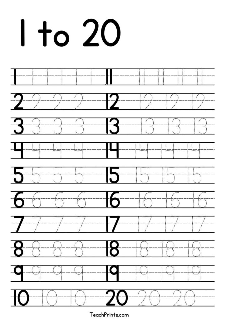 Tracing Numbers 1 20 Worksheets Tracing Numbers 1 20 Worksheets