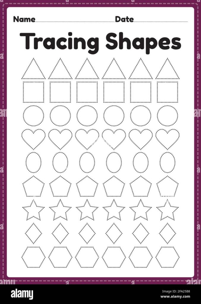 Tracing Shapes Worksheet For Kindergarten And Preschool Kids For Handwriting Practice And Educational Activities In A Printable Page Illustration Image419243532 Tracing Shapes Worksheet For Kindergarten And Preschool Kids For Handwriting Practice And Educational Activities In A Printable Page Illustration Image419243532