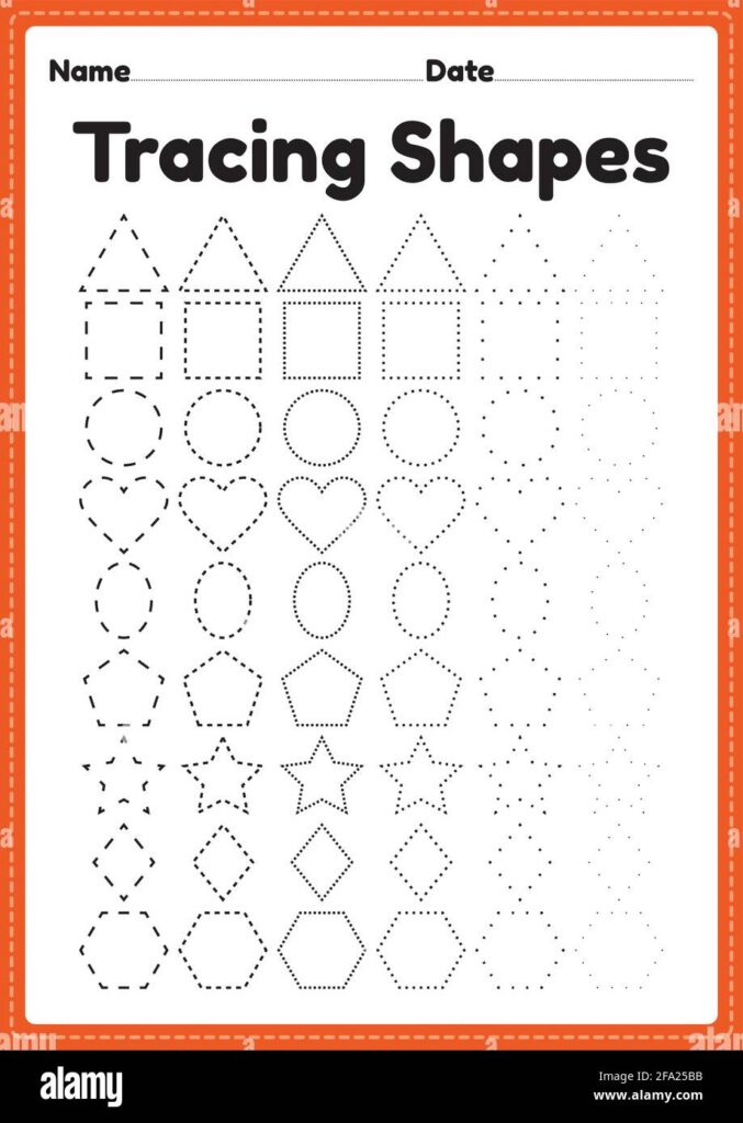 Tracing Shapes Worksheet For Kindergarten And Preschool Kids For Handwriting Practice And Educational Activities In A Printable Page Illustration Image419243535 Tracing Shapes Worksheet For Kindergarten And Preschool Kids For Handwriting Practice And Educational Activities In A Printable Page Illustration Image419243535
