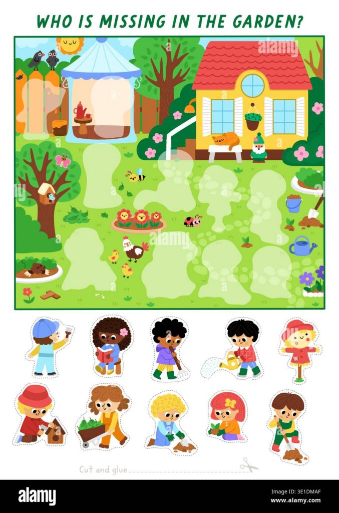 Vector Garden Cut And Glue Activity Crafting Game With Cute Spring Landscape Flower Beds Missing Kids Gardeners Country House Printable Worksheet Image723751463 Vector Garden Cut And Glue Activity Crafting Game With Cute Spring Landscape Flower Beds Missing Kids Gardeners Country House Printable Worksheet Image723751463