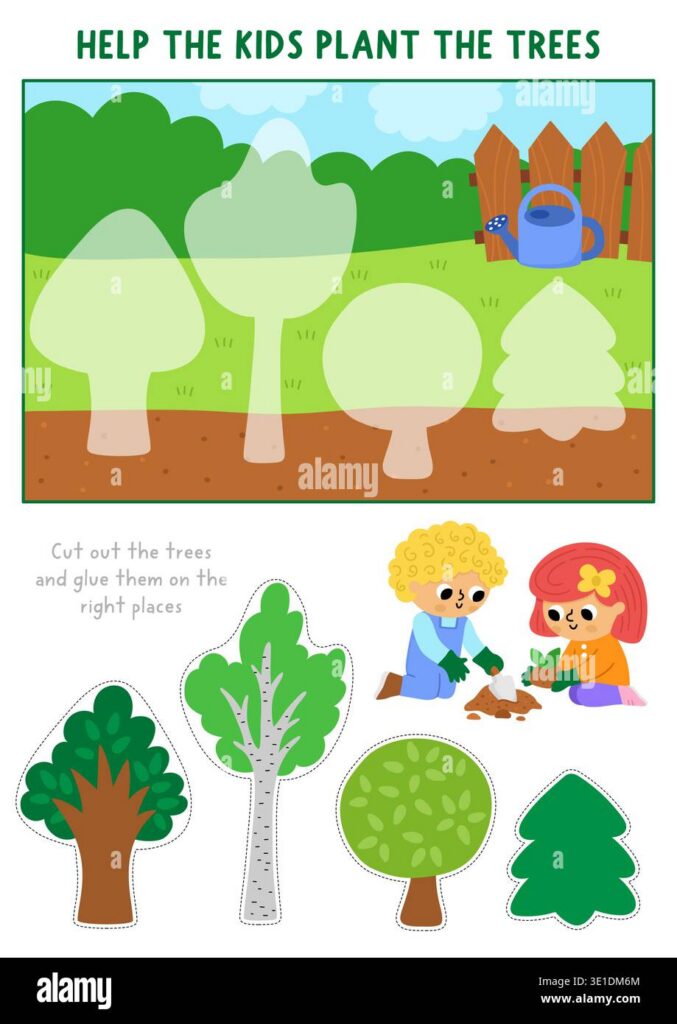 Vector Garden Cut And Glue Activity Crafting Game With Cute Spring Landscape Kids Gardeners Planting Trees Country House Printable Worksheet Find Image723751356 Vector Garden Cut And Glue Activity Crafting Game With Cute Spring Landscape Kids Gardeners Planting Trees Country House Printable Worksheet Find Image723751356