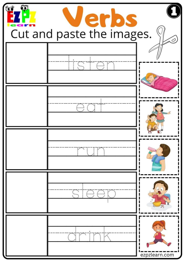 Verbs Cut And Paste Worksheet For Esl And Home Schooling Kindergarten Set 1 Free Pdf Download Worksheets Verbs Cut And Paste Worksheet For Esl And Home Schooling Kindergarten Set 1 Free Pdf Download Worksheets