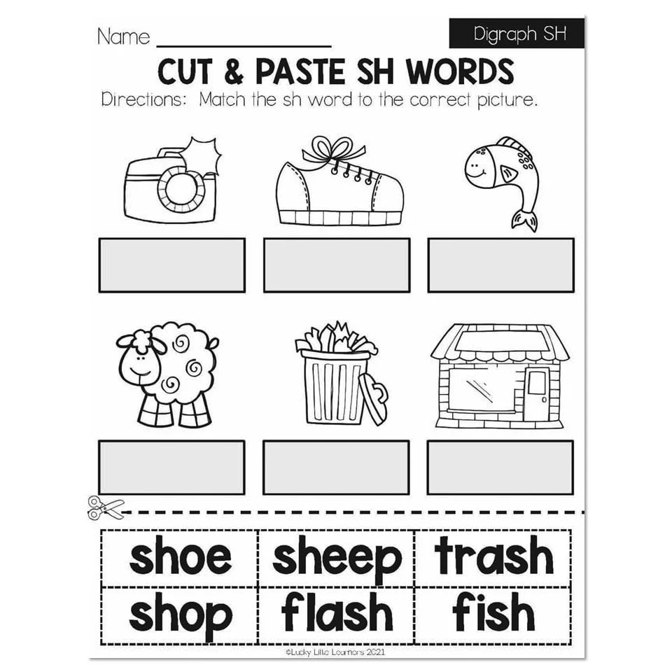 Winter Early Finishers 1st Grade Ela Digraph Sh Cut And Paste Sh Words Winter Early Finishers 1st Grade Ela Digraph Sh Cut And Paste Sh Words